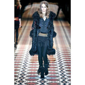 Vintage 2008 Gucci IT-38 Black Denim Jeans Silver Studded Waistband Ankle Zipper